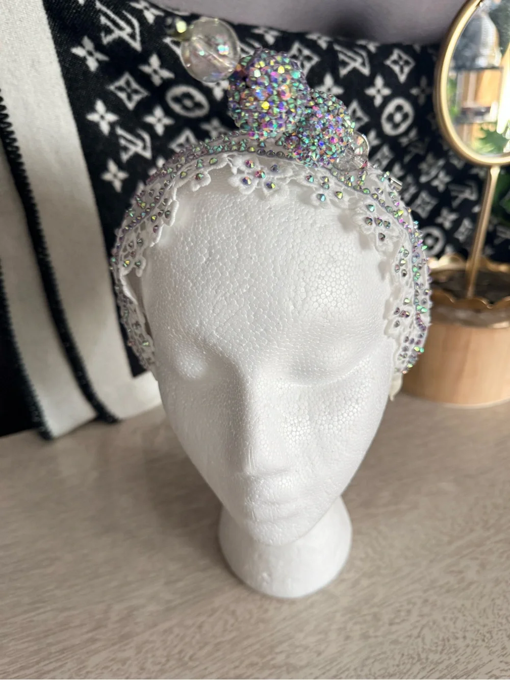 Embellished White Iridescent Crystal Headband